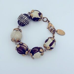 RADÁ Italy Handmade Mixed Media Fabric & Crystal Statement Bracelet